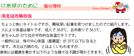 エココロ通信2008年12月号：冷えは万病の元