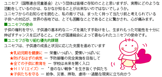 エココロ通信2009年1月号：ユニセフの活動