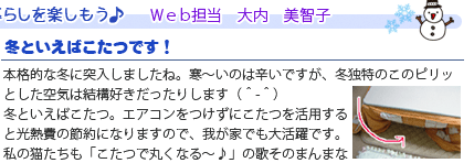 エココロ通信2009年1月号：冬といえばこたつです♪