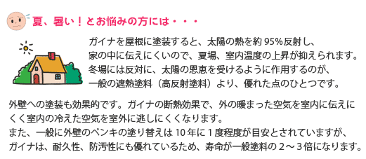 夏・暑くてお悩みの方に断熱塗料ガイナ